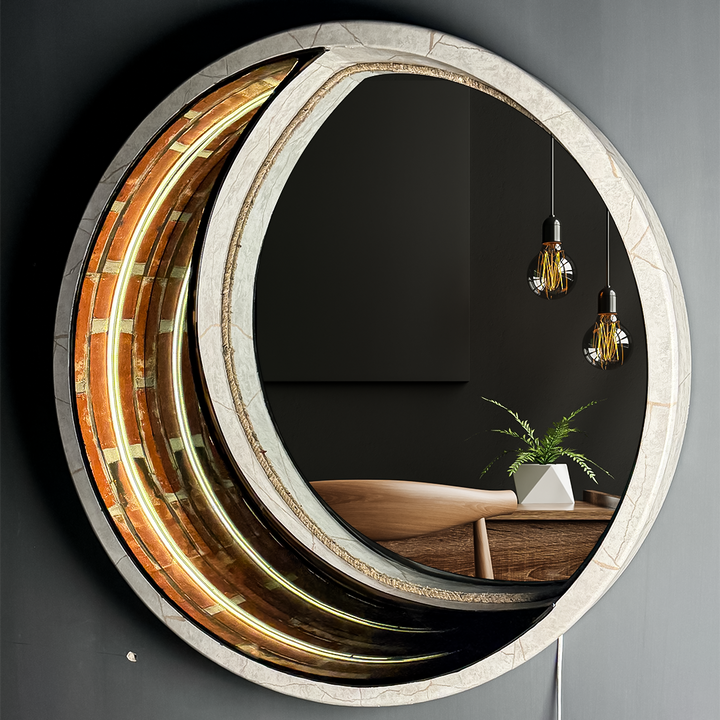 Lunar Glow Crescent Moon LED Infinity Mirror – Decorative Wall Mirror