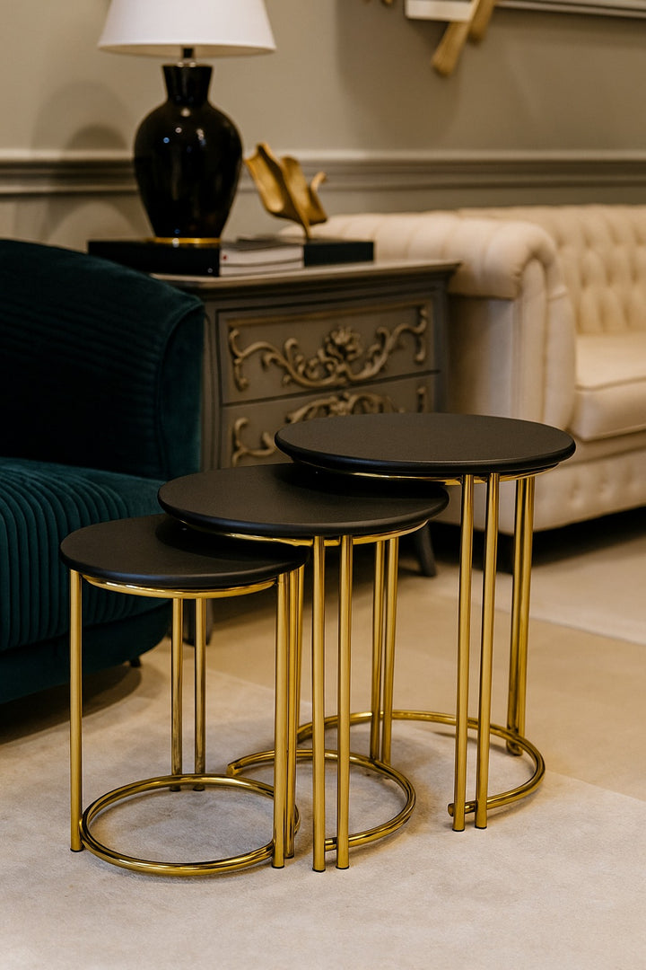 Brass Accent Rustic Luxe Nesting Tables