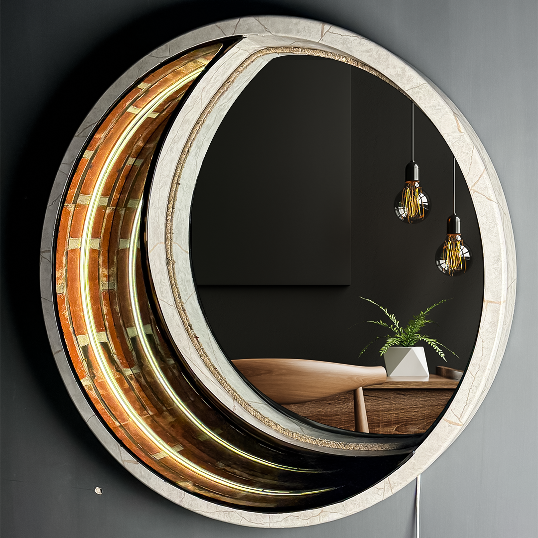 Lunar Glow Crescent Moon LED Infinity Mirror – Decorative Wall Mirror