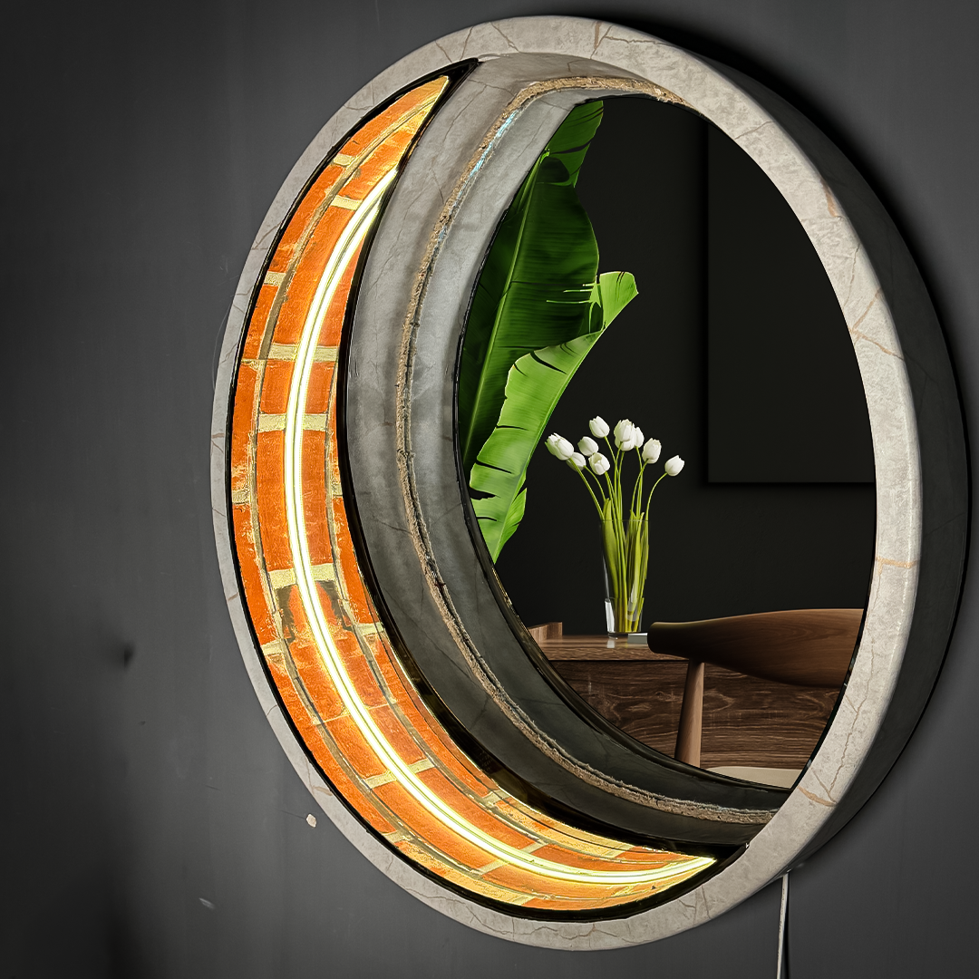 Lunar Glow Crescent Moon LED Infinity Mirror – Decorative Wall Mirror