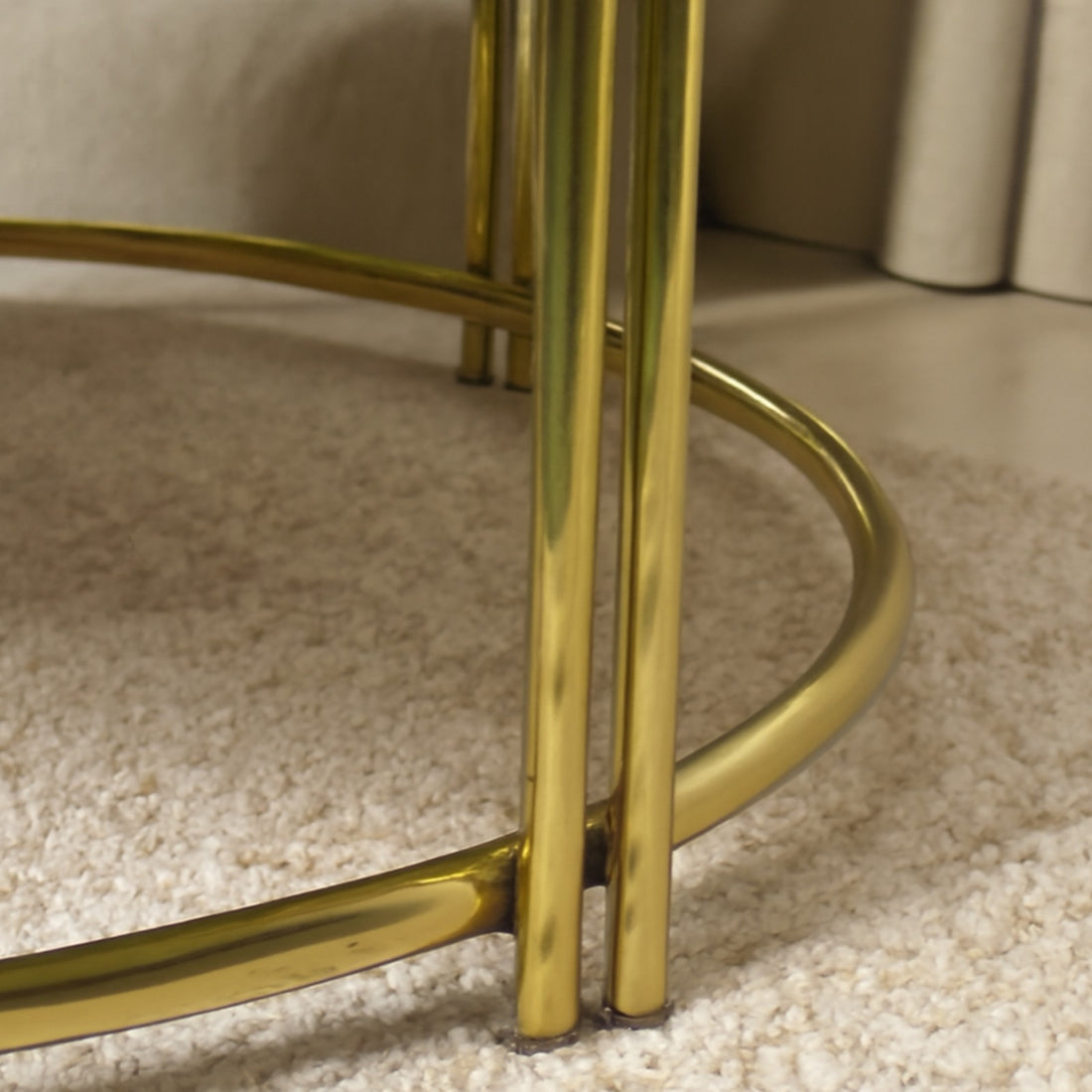 Modern Luxe Round Coffee Table – Black Matte Top with Gold Metal Base