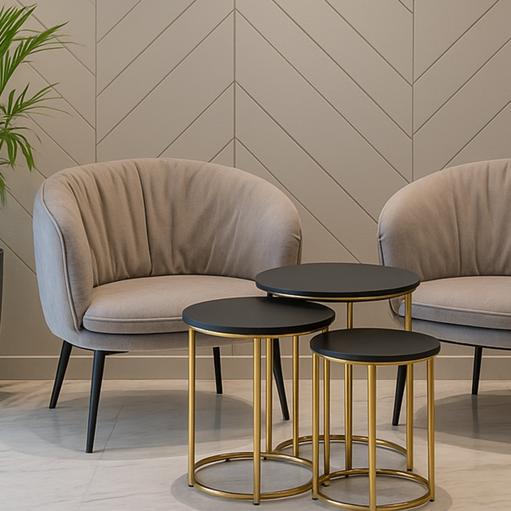 Brass Accent Rustic Luxe Nesting Tables