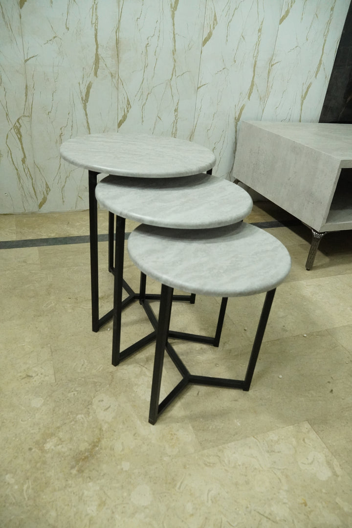 Elegant Nesting Coffee Table Set – Marble Finish Top with Sleek Metal Frame