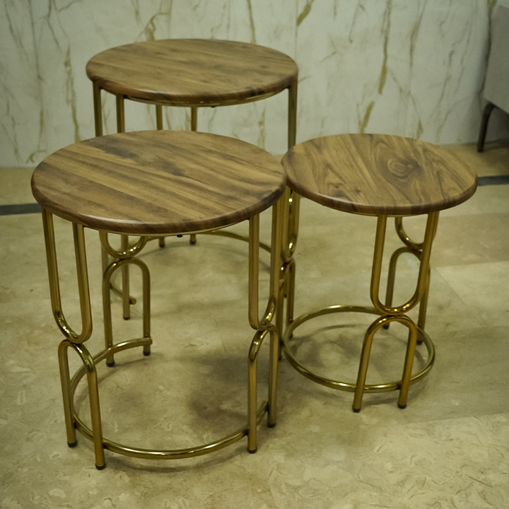 Brass Accent Rustic Luxe Nesting Tables