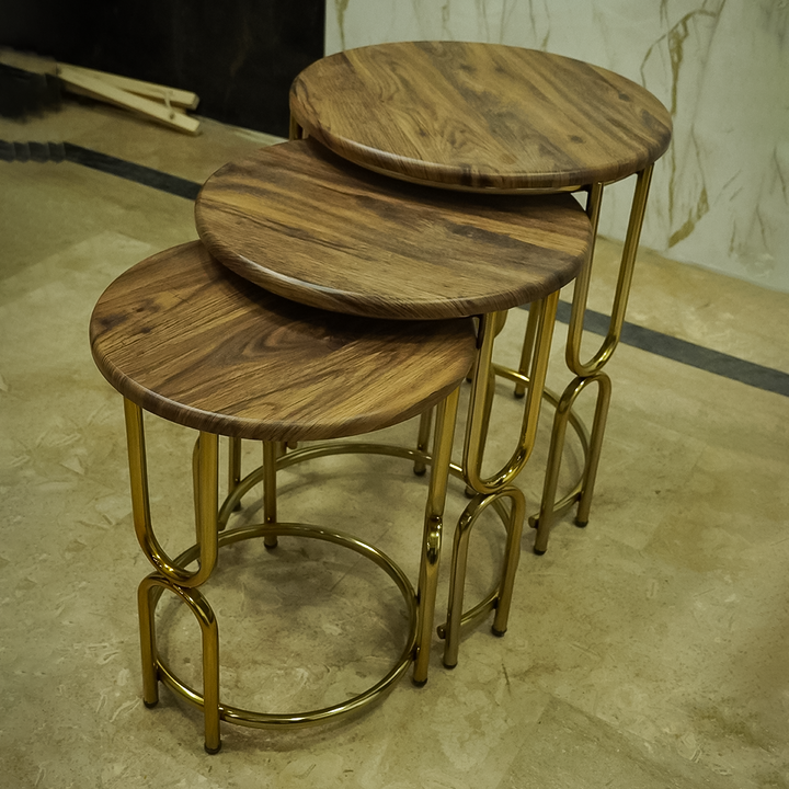 Brass Accent Rustic Luxe Nesting Tables
